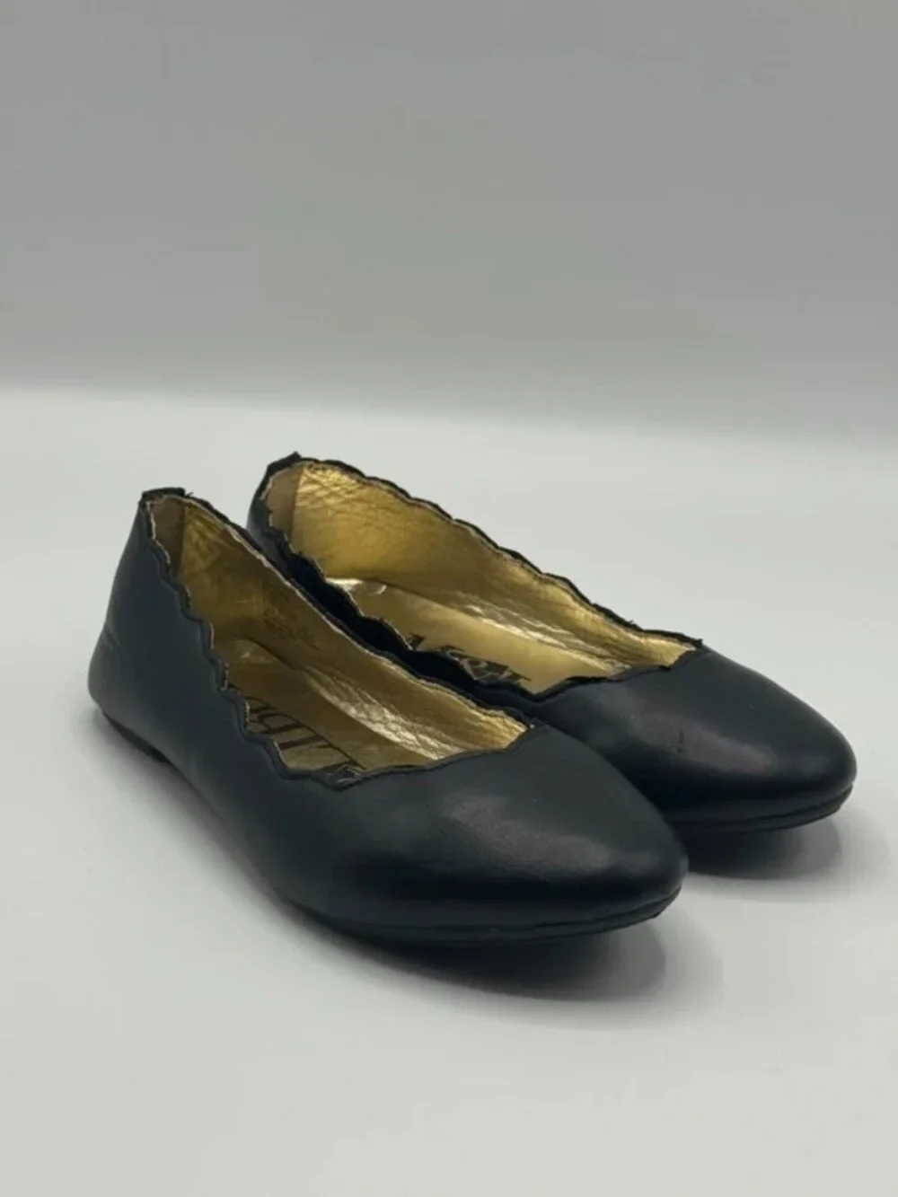 Sam & Libby Ballet Flats Girls Sz 13 Candice Black Scalloped